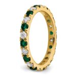 14k 3/4 carat Lab Grown Diamond VS/SI+ G+ and Lab Created Emerald Size 4 Eternity Band - Image 5