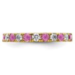 14k 3/4 carat Lab Grown Diamond VS/SI+ G+ and Lab Created Pink Sapphire Size 4.5 Eternity Band - Image 3