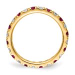 14k 3/4 carat Lab Grown Diamond VS/SI+ G+ and Lab Created Ruby Size 6 Eternity Band - Image 2