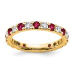 14k 3/4 carat Lab Grown Diamond VS/SI+ G+ and Lab Created Ruby Size 6.5 Eternity Band