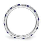 14k White Gold 3/4 carat Lab Grown Diamond VS/SI+ G+ and Lab Created Blue Sapphire Size 6.5 Eternity Band - Image 2