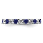 14k White Gold 3/4 carat Lab Grown Diamond VS/SI+ G+ and Lab Created Blue Sapphire Size 7.5 Eternity Band - Image 3
