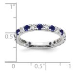 14k White Gold 3/4 carat Lab Grown Diamond VS/SI+ G+ and Lab Created Blue Sapphire Size 6.5 Eternity Band - Image 6
