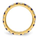 14k 3/4 carat Lab Grown Diamond VS/SI+ G+ and Lab Created Blue Sapphire Size 4.5 Eternity Band - Image 2