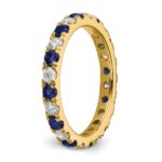 14k 3/4 carat Lab Grown Diamond VS/SI+ G+ and Lab Created Blue Sapphire Size 7.5 Eternity Band - Image 4