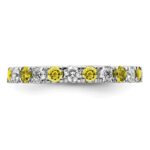 14k White Gold 3/4 carat Lab Grown Diamond VS/SI+ G+ and Lab Created Yellow Sapphire Size 7 Eternity Band - Image 3