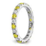 14k White Gold 7/8 carat Lab Grown Diamond VS/SI+ G+ and Lab Created Yellow Sapphire Size 8 Eternity Band - Image 5