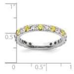 14k White Gold 7/8 carat Lab Grown Diamond VS/SI+ G+ and Lab Created Yellow Sapphire Size 9 Eternity Band - Image 6