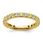 14k 3/4 carat Lab Grown Diamond VS/SI+ G+ and Lab Created Yellow Sapphire Size 7.5 Eternity Band