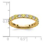 14k 3/8 carat Lab Grown Diamond VS/SI+ G+ and Lab Created Yellow Sapphire Size 5 Eternity Band - Image 6