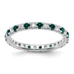 14k White Gold 3/8 carat Lab Grown Diamond VS/SI+ G+ and Lab Created Alexandrite Size 5 Eternity Band