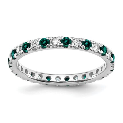 14k White Gold 3/8 carat Lab Grown Diamond VS/SI+ G+ and Lab Created Alexandrite Size 5 Eternity Band