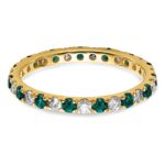 14k 3/8 carat Lab Grown Diamond VS/SI+ G+ and Lab Created Alexandrite Size 4.5 Eternity Band - Image 3