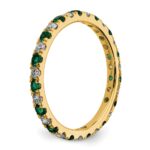 14k 1/2 carat Lab Grown Diamond VS/SI+ G+ and Lab Created Emerald Size 6.5 Eternity Band - Image 4