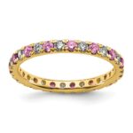 14k 3/8 carat Lab Grown Diamond VS/SI+ G+ and Lab Created Pink Sapphire Size 4.5 Eternity Band