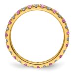 14k 3/8 carat Lab Grown Diamond VS/SI+ G+ and Lab Created Pink Sapphire Size 4 Eternity Band - Image 2