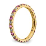 14k 1/2 carat Lab Grown Diamond VS/SI+ G+ and Lab Created Pink Sapphire Size 7.5 Eternity Band - Image 4