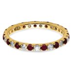 14k 3/8 carat Lab Grown Diamond VS/SI+ G+ and Lab Created Ruby Size 4.5 Eternity Band - Image 4