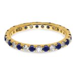 14k 3/8 carat Lab Grown Diamond VS/SI+ G+ and Lab Created Blue Sapphire Size 4 Eternity Band - Image 3