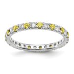 14k White Gold 1/2 carat Lab Grown Diamond VS/SI+ G+ and Lab Created Yellow Sapphire Size 8 Eternity Band