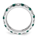 14k White Gold 1 carat Lab Grown Diamond VS/SI+ G+ and Lab Created Alexandrite Size 6.5 Eternity Band - Image 2