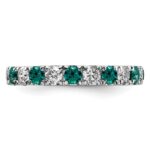 14k White Gold 1 carat Lab Grown Diamond VS/SI+ G+ and Lab Created Alexandrite Size 5.5 Eternity Band - Image 3