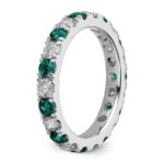 14k White Gold 1 carat Lab Grown Diamond VS/SI+ G+ and Lab Created Alexandrite Size 6 Eternity Band - Image 5