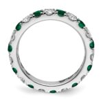 14k White Gold 1 carat Lab Grown Diamond VS/SI+ G+ and Lab Created Emerald Size 6 Eternity Band - Image 2