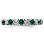 14k White Gold 3/4 carat Lab Grown Diamond VS/SI+ G+ and Lab Created Emerald Size 4.5 Eternity Band - Image 3