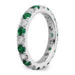 14k White Gold 1 carat Lab Grown Diamond VS/SI+ G+ and Lab Created Emerald Size 4 Eternity Band - Image 5