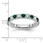 14k White Gold 1 1/5 carat Lab Grown Diamond VS/SI+ G+ and Lab Created Emerald Size 7 Eternity Band - Image 6