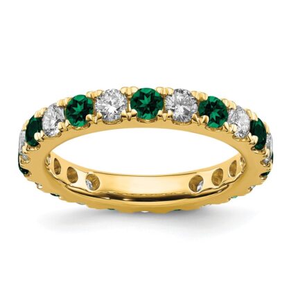 14k 1 1/5 carat Lab Grown Diamond VS/SI+ G+ and Lab Created Emerald Size 7 Eternity Band