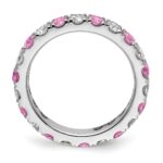 14k White Gold 1 1/5 carat Lab Grown Diamond VS/SI+ G+ and Lab Created Pink Sapphire Complete Eternity Band - Image 2