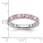 14k White Gold 1 carat Lab Grown Diamond VS/SI+ G+ and Lab Created Pink Sapphire Size 5 Eternity Band - Image 6