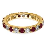 14k 1 carat Lab Grown Diamond VS/SI+ G+ and Lab Created Ruby Size 5.5 Eternity Band - Image 4