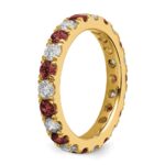 14k 1 carat Lab Grown Diamond VS/SI+ G+ and Lab Created Ruby Size 6 Eternity Band - Image 5