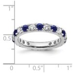 14k White Gold 1 carat Lab Grown Diamond VS/SI+ G+ and Lab Created Blue Sapphire Size 4.5 Eternity Band - Image 6