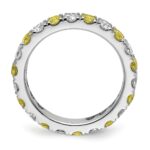 14k White Gold 1 carat Lab Grown Diamond VS/SI+ G+ and Lab Created Yellow Sapphire Size 4.5 Eternity Band - Image 2