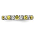 14k White Gold 1 carat Lab Grown Diamond VS/SI+ G+ and Lab Created Yellow Sapphire Size 5.5 Eternity Band - Image 3