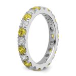 14k White Gold 1 carat Lab Grown Diamond VS/SI+ G+ and Lab Created Yellow Sapphire Size 4.5 Eternity Band - Image 5