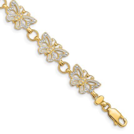 14k with White Rhodium Butterfly Bracelet