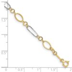 14k Two-tone Polished and Textured Oval Link 7.25 inch Bracelet - Image 4