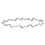 14k White Gold Diamond-cut Wavy Link 7.5 inch Bracelet - Image 3