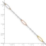 14K Tri-color Oval Link 7.5 inch Bracelet - Image 3