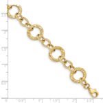 14k Polished and Textured 12mm Fancy Circle Link 7.25 inch Bracelet - Image 3