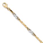 14K Two-tone Infinity Symbol and Twisted Fancy Bar Link 7.5 inch Bracelet - Image 3