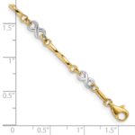 14K Two-tone Infinity Symbol and Twisted Fancy Bar Link 7.5 inch Bracelet - Image 4