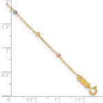 14K Tri-color Diamond-cut Beaded 7 inch Bracelet Plus 1 inch Cross Extender - Image 3