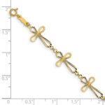 14K Diamond-cut Open Cross 7.5 inch Bracelet - Image 3