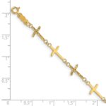 14k Polished and Diamond-cut Crosses 7 inch Bracelet Plus 1 inch Extender - Image 3